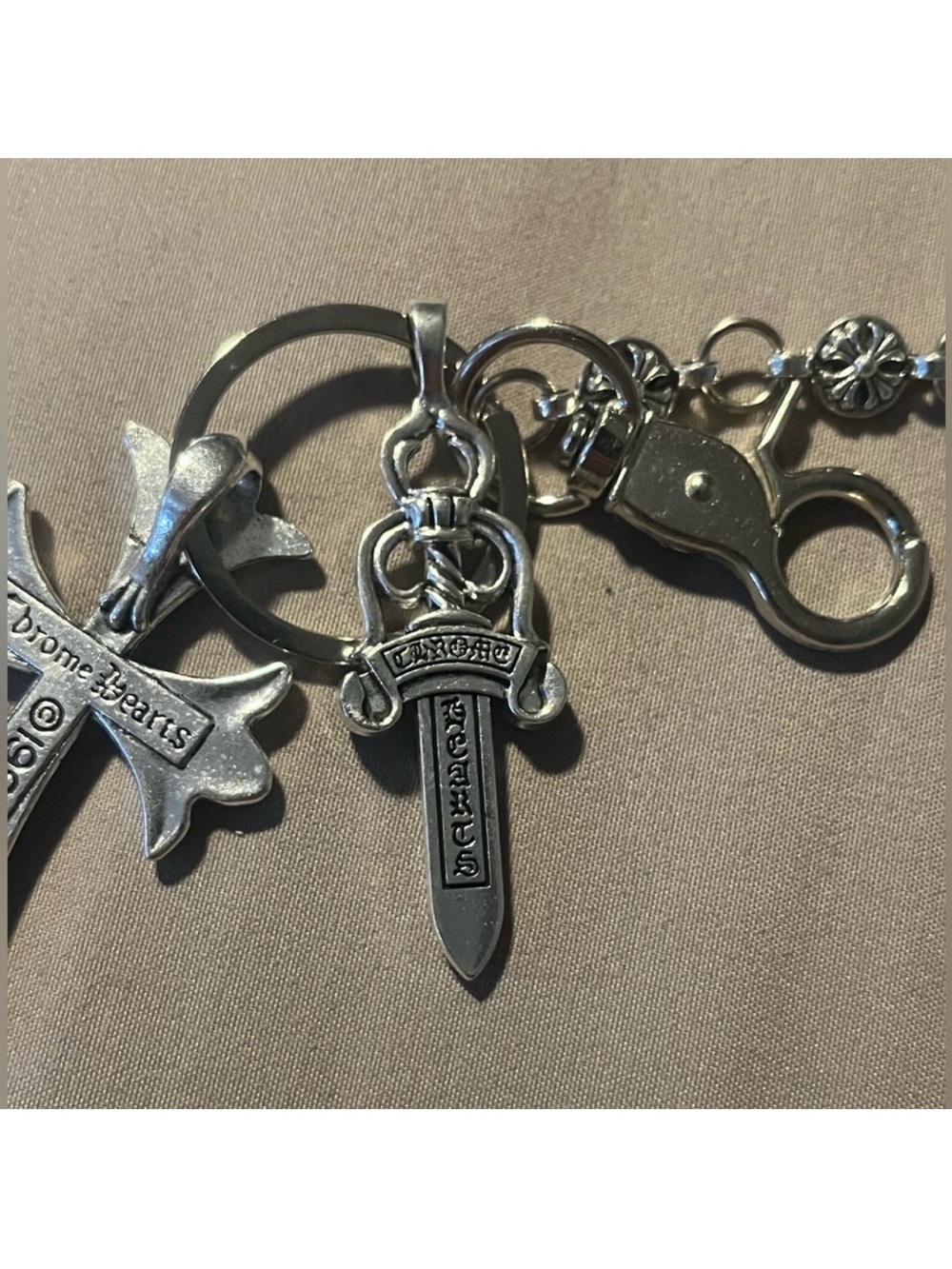 Chrome Hearts CH Silver Chain For Belt Loops Chain Wallet Gothic Cross & Dagger - Picture 3 of 7